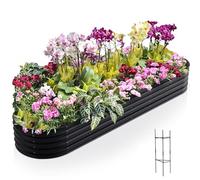 Warmiehomy 320x80x42cm Extra Large Raised Garden Bed Kit, Metal Planter Box Outdoor with Reinforced Rods, Rounded Galvanised Bottomless Large Raised Flower Beds for Garden Plants, Anthracite