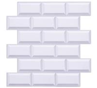 Warmiehomy 3D Tile Stickers Self Adhesive Wall Tiles 30x30cm 36Pcs Peel and Stick Wall Tile Stickers Waterproof Vinyl for Living Room Kitchen Bedroom Bathroom(White Brick)