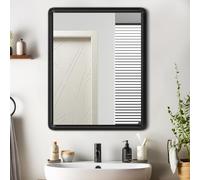 Warmiehomy 40 x 50cm Bathroom Mirror Black Frame Rectangular Wall Mirror for Hanging Hallway Bath Living Room Bedroom