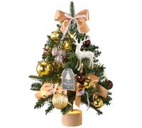 Warmiehomy 40CM Artificial Mini Christmas Tree Tabletop Pine Trees Potted Xmas Tree with Christmas Ball Pine Cone and Star for Christmas Home Office Table Decorations (Gold)