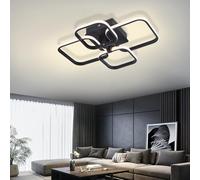 Warmiehomy 40W Modern LED Ceiling Light with Dimming, Square 4-Head LED Flush Ceiling Light with Remote Control for Living Room Bedroom Hallway Office Dining Room (Black, Square)