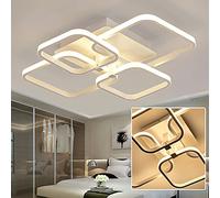 Warmiehomy 40W Modern LED Ceiling Light with Dimming, Square 4-Head LED Flush Ceiling Light with Remote Control for Living Room Bedroom Hallway Office Dining Room (White, Square)