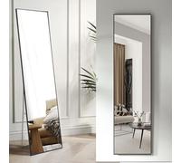 Warmiehomy 40x150cm Large Mirror Full Length Wall Mounted Standing Mirror Leaning Against Wall 3 in 1 with Metal Framed for Bedroom Living Dressing Room, Black