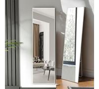 Warmiehomy 40x150cm Large Mirror Full Length Wall Mounted Standing Mirror Leaning Against Wall 3 in 1 with Metal Framed for Bedroom Living Dressing Room, Sliver White