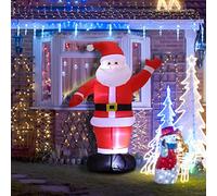 Warmiehomy 4FT/120cm Christmas Inflatables Santa Claus with LED Lights, Outdoor Blow Up Giant Inflatable Santa Christmas Decorations for Indoor Outdoor House Garden