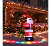 Warmiehomy 4FT Christmas Inflatables Santa Claus, Outdoor Xmas Decorations Built-in LED Light Blow Up Yard Inflatable Christmas Decorations for Indoor Garden Shopping Mall