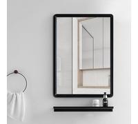 Warmiehomy 50 x 70cm Bathroom Mirror Black Frame Rectangular Mirror for Wall Hanging Hallway Mirror for Bath Living Room Bedroom