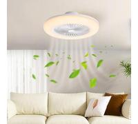 Warmiehomy 58cm LED Ceiling Light with Fan, 75W Dimmable Ceiling Fans with Remote Control, Quiet Ceiling Fan Lamps for Living Room, Bedroom, Kitchen,6 Speeds 5 Blades, 3000K-6500K（White）