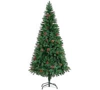 Warmiehomy 5ft Christmas Tree with Realistic Pine Cones & Red Berries, 380 Tips Artificial Christmas Tree with Foldable Metal Stand for Indoor Outdoor Idea Christmas Decor