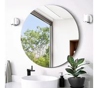 Warmiehomy 60cm Round Bathroom Mirror, Frameless Circle Wall Mounted Mirror for Bathroom, Living Room, Vanity and Entryways