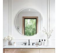 Warmiehomy 60cm Round Bathroom Mirror, Frameless Circle Wall Mounted Mirror with 1.5cm Beveled Edge for Bathroom, Living Room, Vanity and Entryways