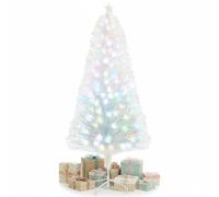 Warmiehomy 6ft White Fiber Optic Artificial Christmas Tree with 210 PVC Branches Tips, Christmas Tree with Foldable Metal Stand & Top Star, Xmas Home Decorations
