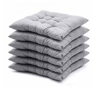 Warmiehomy 6PCS Seat Pads for Dining Chairs, 40 x 40cm Comfortable Dining Chair Cushions, Thicken Kitchen Chair Cushions with Ties for Dining Garden Living Room Office Patio Classroom, Grey