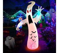 Warmiehomy 7.8FT Halloween Inflatables Outdoor Decorations Giant Screaming Ghost with Rotating Colorful Light, Blow Up Yard Outdoor Halloween Decorations, Inflatable Decor for Indoor Garden Lawn