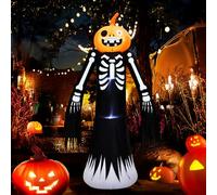 Warmiehomy 8.8FT Halloween Inflatables Outdoor Decorations Giant Pumpkin Skull Ghost, Blow Up Yard Outdoor Halloween Decorations with LED Light, Inflatable Decor for Indoor Garden Lawn Shipping Mall
