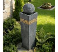 Warmiehomy 80 cm Water Features for the Garden, Modern Garden Water Features with LED Light & Sphere Top, Waterfall Indoor/Outdoor Cascading Garden Fountain for Patio, Porch Home Decor