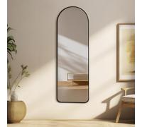 Warmiehomy Arched Full Length Wall Mounted Mirror, 40x120cm Black Full Body Long Mirror with Metal Framed for Living Room or Dressing Bedroom