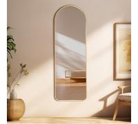 Warmiehomy Arched Full Length Wall Mounted Mirror, 40x120cm Gold Full Body Mirror with Metal Frame for Living Room or Dressing Bedroom