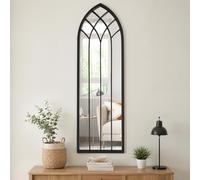 Warmiehomy Arched Window Mirror Garden Outdoor Wall Mirror with Metal Frame for Courtyard,Living Room,Hallway Decor(Black, 30x100cm) (Black-5)