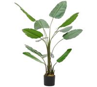 Warmiehomy Artificial Bird of Paradise Plant with 12 Leaves 120cm / 4ft Tall Outdoor Large Fake Palm Tree Like Real in Pot for Home Office Garden Bedroom Modern Decoration and Housewarming Gift