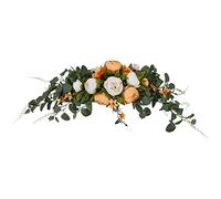 Warmiehomy Artificial Peony Flower Swag 31inch Wedding Arch Flowers Orange Fake Silk Decorative Swag Spring Summer Floral Swag Wreath for Wedding Arch Table Centrepiece Door Home Mirror Wall Decor
