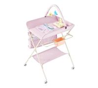 Warmiehomy Baby Changing Table Foldable Diaper Changing and Bath Station Portable Infant Changing Unit on Wheels with 3 Level Adjustable Heights Nursery, Storage Basket for Newborn Babies