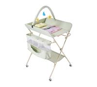 Warmiehomy Baby Changing Table Foldable Diaper Changing and Bath Station Portable Infant Changing Unit on Wheels with 3 Level Adjustable Heights Nursery, Storage Basket for Newborn Babies