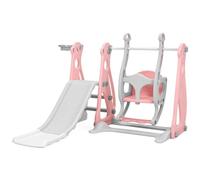 Warmiehomy Baby Slide Polar Bear Flat Beam 3-In-1, Multi - Function Baby Swing And Slide Set, Toddler Slide With Basketball Hoop Indoor And Outdoor Playground For Children Age 1-3 Pink 152x115x108cm