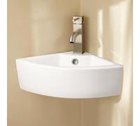 Warmiehomy Bathroom Vessel Ceramic Sink Wall Mounted,Corner Triangle Ceramic Basin with Waste Drainer Fixing Kit for Bathroom Cloakroom (White,31x31x13cm)