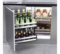 Warmiehomy Blind Corner Pull Out Kitchen Storage 2 Tier Pull Out Cabinet Organiser with 4 Plate Baskets Soft Close Blind Corner Organizer for 900-1000mm Left Right Open Compatible