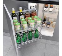 Warmiehomy Blind Corner Pull Out Kitchen Storage 2 Tier Pull Out Cabinet Organiser with 4 Wire Baskets Soft Close Blind Corner Organizer for 900-1000mm Left Right Open Compatible