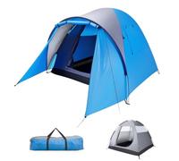 Warmiehomy Camping Tent with Porch for 3-4 Man, 3 Plus Tent Dome Tent with Sewn-in Groundsheet & 2 Mesh Windows, PU3000mm Waterproof Family Tent with Bedroom, Outdoor Family Tent for Hiking, Grey