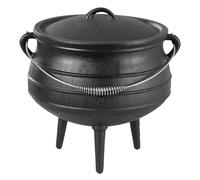 Warmiehomy Cast Iron Cauldron, 3L Pre-Seasoned African Potjie Pot with Lid and 3 Long Legs, Cast Iron Dutch Oven Camping Cookware Fire Pot for Outdoor Cooking and Baking, 20cm