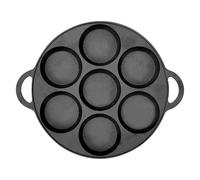 Warmiehomy Cast Iron Crepe Pan 7 Holes,Non-Stick Pancake Pan Egg Frying Pan with Double Handle for Pancake|Crepe|Egg,27cm