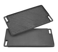 Warmiehomy Cast Iron Griddle Pan,Double-Sided Non-Stick Pre-Seasoned Cast Iron Skillet BBQ Grill Pan for Gas Electric and Oven Safe,46x25cm Rectangular