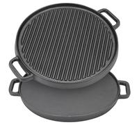 Warmiehomy Cast Iron Griddle Pan,Double-Sided Non-Stick Pre-Seasoned Cast Iron Skillet BBQ Grill Pan for Gas Electric and Oven Safe,30cm Round