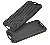Warmiehomy Cast Iron Griddle Pan,Double-Sided Non-Stick Pre-Seasoned Cast Iron Skillet BBQ Grill Pan for Gas Electric and Oven Safe,53x26cm Rectangular