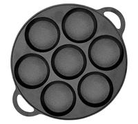 Warmiehomy Cast Iron Pancake Pan 7 Holes,Non Stick Eggs Crepe Pan Double Handles for Pancake|Crepe|Egg,25cm