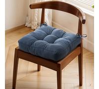 Warmiehomy Chair Cushions with Ties, 10cm Thicken Booster Cushions for Armchairs, Soft Seat Pads for Dining Chairs, Large Cushion for Elderly, Pregnancy & Post-Operative Adults, 40x40cm(Blue-grey)