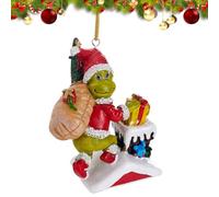 Warmiehomy Christmas Tree Decorations, Grinch Hanging Christmas Ornaments Resin Table Ornaments for Home Decor, Kids Xmas Gifts (Chimney Grinch Thief)