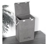 Warmiehomy Collapsible Laundry Basket 90L Large Laundry Hamper with Lid Foldable Laundry Bin Washing Baskets with Handles for Bedroom, Bathroom,Grey