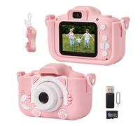 Warmiehomy Cute Kitty Kids Camera, 2.0 Inch HD Screen Children’s Camera with 32GB Card & Reader, Pink Educational Toy & Birthday Gift for Girls Ages 3-12