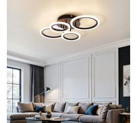 Warmiehomy Dimmable LED Ceiling Light,Round Modern Ceiling Lamp with Remote Control 3000-6500K,4 Lights Chandelier Ceiling Lights for Kitchen Bedroom(Black,60x40x11CM)
