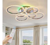 Warmiehomy Dimmable LED Ceiling Light with RGB Backlight, 6 Rings | 60W 5400LM, Modern Smart Ceiling lamp for Living Room, Bedroom, Kitchen, Dining Room, 70CM