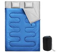 Warmiehomy Double Sleeping Bags for Adults with 2 Pillows, 300 GSM King Size Sleeping Bag, Waterproof XL 3 Season Sleeping Bag with Carrying Bag for Indoor & Outdoor Use, Warm Camping Quilt(Blue)