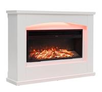 Warmiehomy Electric Fire and Surround, Electric Fire Suite Heater with 12 Realistic Flame Effect and 12 LED Moon Light, 34'' Fireplace, Remote Control & Overheat Protection
