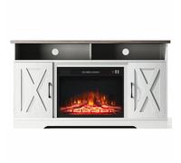 Warmiehomy Electric Fire Insert TV Stand, 54" TV Unit with Fireplace Built in, 23" Fireplace, Remote Control & Overheat Protection, White