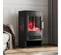 Warmiehomy Electric Fire Stove, Black Panorama Freestanding Electric Fireplace, 8 Colors Flame Effect & Coal Fuel Bed Effect Available, APP & Remote Control, 45° Tip Over Protection