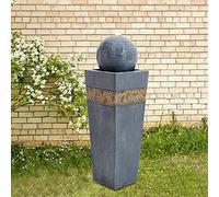Warmiehomy Electric Water Features for the Garden, Waterfall Fountain with LED Lights Stone Effect Freestanding for Garden, Patio, Countryard, 80cm Dark Blue Water Features, Sphere