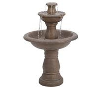 Warmiehomy Electric Water Fountain, 3 Tier Cascading Water Feature Waterfall Fountain with Stone Effect Freestanding Decoration for Garden, Patio, Countryard, 88cm Water Features, Brown